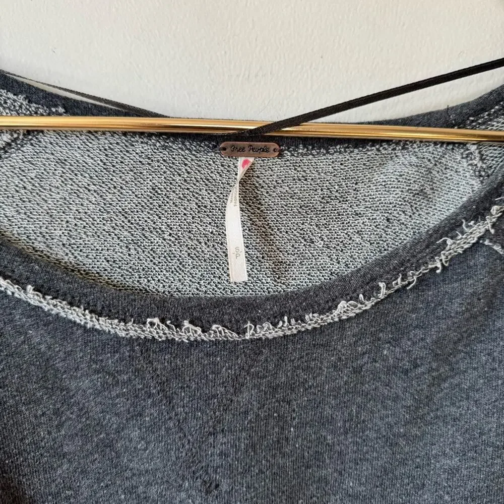 Free People Sinner Sweater Knit Sleeve Gray Sweatshirt S